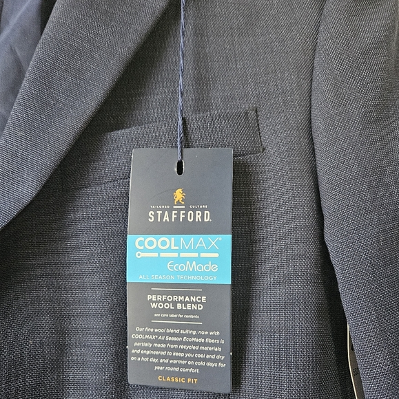 Stafford Signature Coolmax Birdseye Mens Stretch Fabric Classic Fit Suit Jacket - Picture 6 of 8